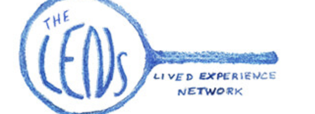 Blue and white logo with 'The LENs - Lived Experience Network' text