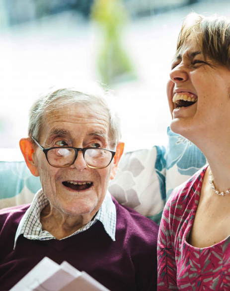 A photograph of two people as part of a Singing in Care Homes project by Live Music Now and Creative Inspiration Shropshire Community Interest Company