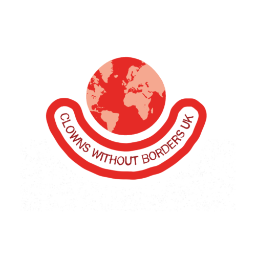 Illustration of planet earth in red with red text underneath in the shaoe of a smile