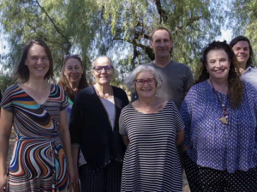 A photo of some of the founding group: Vic McEwan, Claire Hooker, Karen Kerkhoven, Christine McMillan, Helen Zigmond, Ian Thomson, Michele Jersky, Christopher Smith.