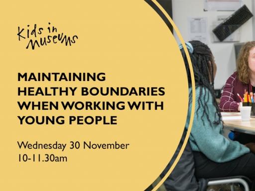 Poster for the Maintaining Healthy Boundaries event, including an image of three people sitting around a table having a discussion